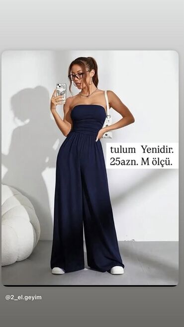 Свадебные платья и аксессуары: Zərif və rahat qadın tulumu. Strapless dizaynı və geniş balaqları ilə