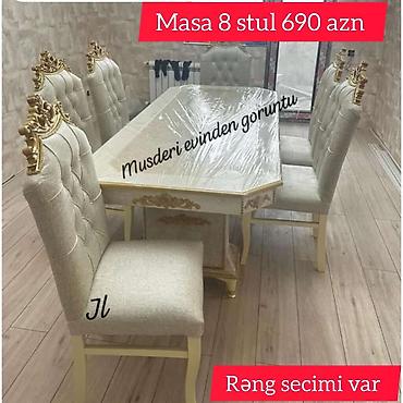 Masalar və oturacaqlar: Qonaq otağı üçün, Yeni, Açılmayan, Dördbucaq masa, 8 stul — 1