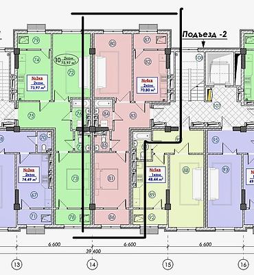 в расрочку квартиры: 2 комнаты, 70 м², Элитка, 8 этаж, ПСО (под самоотделку) — 3