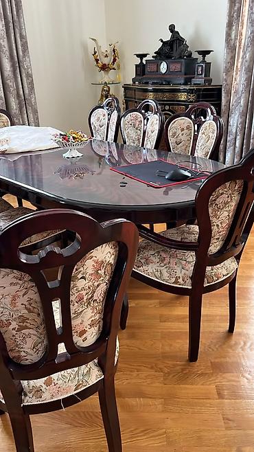 Qonaq otağı üçün, İşlənmiş, Oval masa, 8 stul