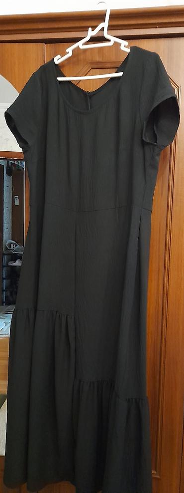 is batinka: Qara rəngli qadın paltarı - Model: maxi uzunluqda, A-kəsimli sərbəst — 3