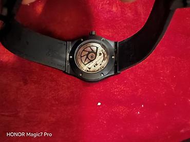 saat şəkilləri: Hublot üslubunda avtomatik mexanizmlə kişi qol saatı - Qara rəngli — 2