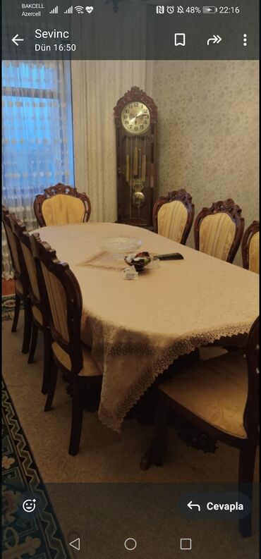 Qonaq otağı üçün, Açılmayan, Oval masa, 8 stul