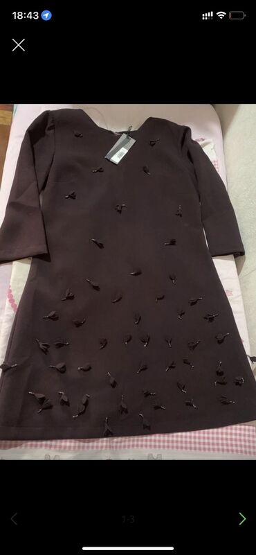 женская платье туника: Вечернее платье, Коктейльное, С рукавами, Камни, M (EU 38)