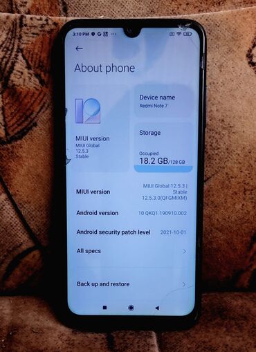 sumqayıt telefonlar: Xiaomi Redmi Note 7, 128 GB, rəng - Qara, 
 Zəmanət, Barmaq izi, İki sim kartlı