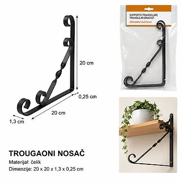 KMT Crna cvet nosač 9364601 Elegantni crni trougaoni nosač za police