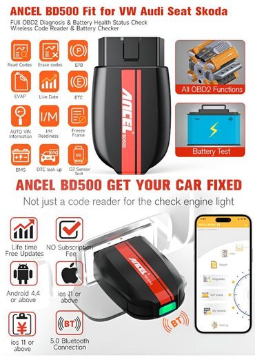 Alati za automobile: NOVO - ANCEL BD500 Bluetooth OBD2 za VW Audi Seat Skoda ANCEL BD500 — 14