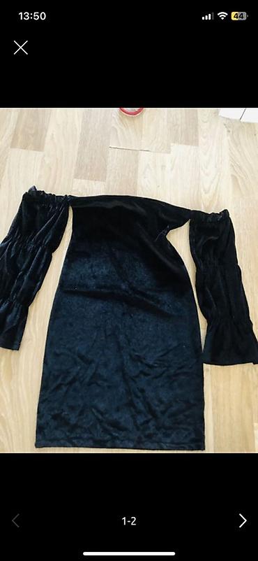 Məhsul: Qara məxmər geyim - Model: Off-shoulder (çiyin açıq) mini don