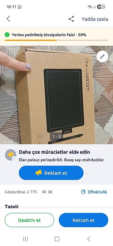 xitozan tablet: Wacom One by Wacom rəqəmsal qrafik planşeti - Model: One by Wacom - — 2