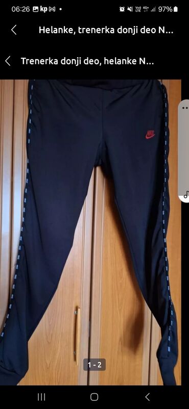 Trousers: Nike, M (EU 38), L (EU 40), Single-colored, color - Black