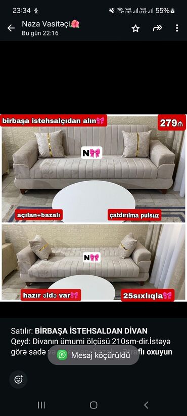 Divan və kreslo dəstləri: Divan, Bazalı, Açılan