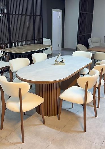 loft masa: Qonaq otağı üçün, Yeni, Açılmayan, Oval masa, 8 stul — 1