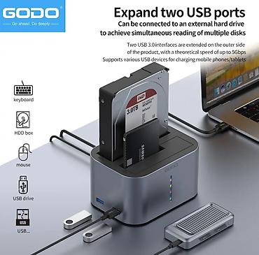Другие комплектующие: Док-станция GODO GDPD07T-U для SATA жестких дисков/SSD 2.5/3.5 с — 3