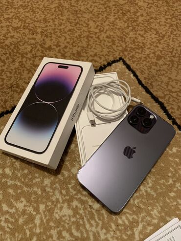 телефон iphone xs: IPhone 14 Pro Max, Колдонулган, 256 ГБ, Deep Purple, Куту, Кабель, Коргоочу айнек, 88 %