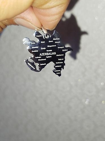 klon sepler: Azərbaycan xəritəsi formalı boyunbağı asqısı - Material: paslanmayan — 3