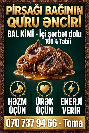 əncir: Məhsul: Pirşağı bağının quru ənciri Xüsusiyyətlər: - 100% təbii - Bal — 1