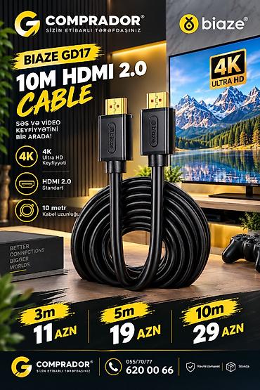 BIAZE GD17 3M 4K 2.0 HDMI CABLE BLACK BIAZE GD17 — rəqəmsal video və