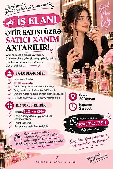 roya konsert bilet: Satış məsləhətçisi tələb olunur, Yalnız qadınlar üçün, 18-29 yaş, Aylıq ödəniş — 1