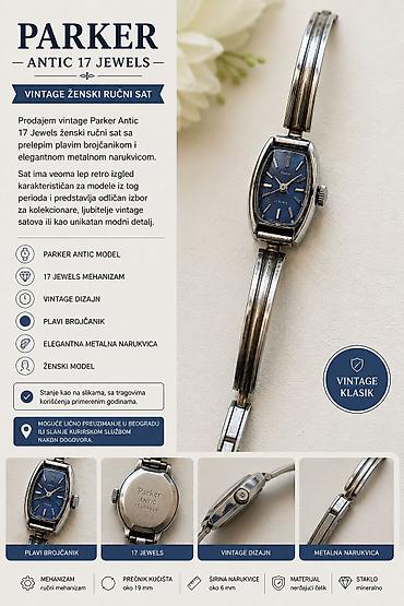 pandora cacak: Parker Antic 17 Jewels – vintage ženski ručni sat - Model: Parker — 1
