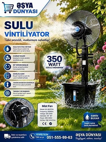 buxarli ventilyator: Sulu Vintilyator – Mist Fan GG-26CF01A - Xüsusi buxar soyutma — 5