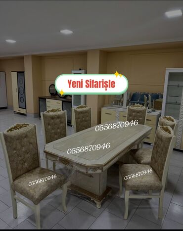 Sifarişlə masa və oturacaq dəstləri: Oval masa, Qonaq otağı üçün, 6 nəfər, Açılmayan, Azərbaycan, Zəmanətli — 21