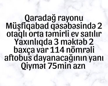 qazax rayonunda ev satilir: Bakı, Müşfiqabad, 2 otaqlı, Köhnə tikili, m. 20 Yanvar, 50 kv. m