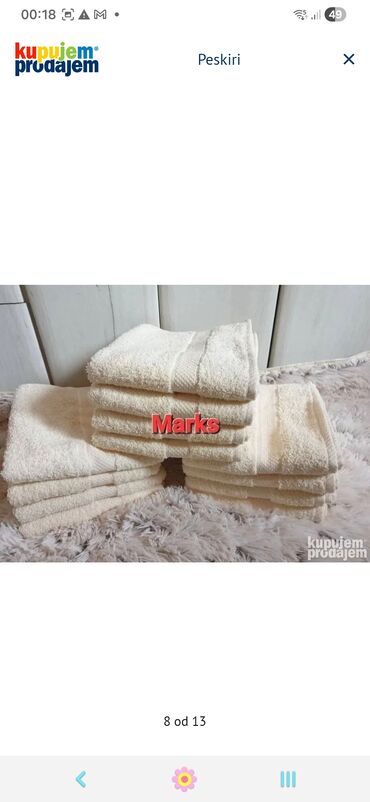 Peškiri: ??Pamucni peskiri jednobojni??Dimenzije peskira : 50x90Cena: Paket 12 — 6