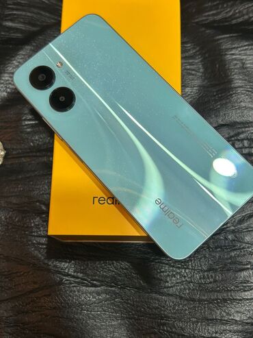 купить телефон в азербайджане: Realme C33, 64 ГБ, цвет - Голубой, Две SIM карты, С документами, Беспроводная зарядка