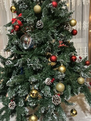 Yeni il ağacları: Yeni il şam ağacı – tam bəzədilmiş set 180 sm hediyye alınıb qaytarma — 8