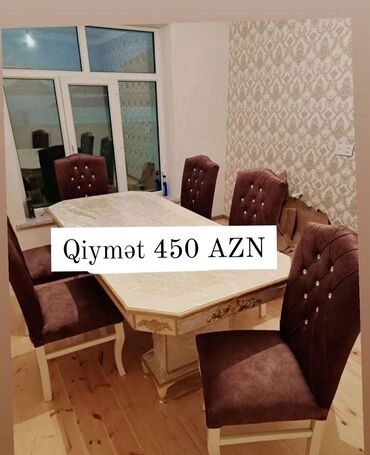 yataq qonaq mebeli: Qonaq otağı üçün, Yeni, Açılmayan, Dördbucaq masa, 6 stul, Azərbaycan