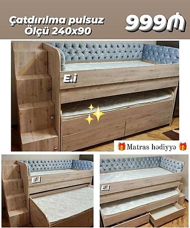 usaq beleyi: Uşaq/yeniyetmə üçün çoxfunksiyalı çarpayı dəsti - Ölçü: 240x90 - — 1