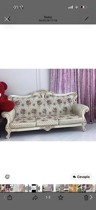 Klassik üslubda salon dəsti - 3 nəfərlik divan və 1 ədəd kreslo -