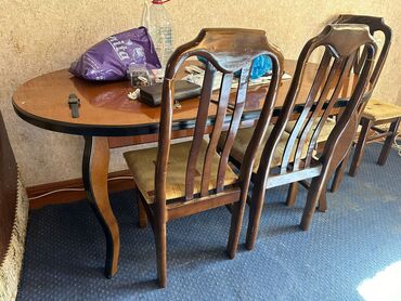 plastik stol stul: Для гостиной, Б/у, Нераскладной, Овальный стол, 4 стула, Азербайджан