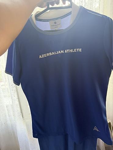 aze athlete: Azerbaijan Athlete idman köynəyi original - Rəng: tünd mavi, açıq — 1