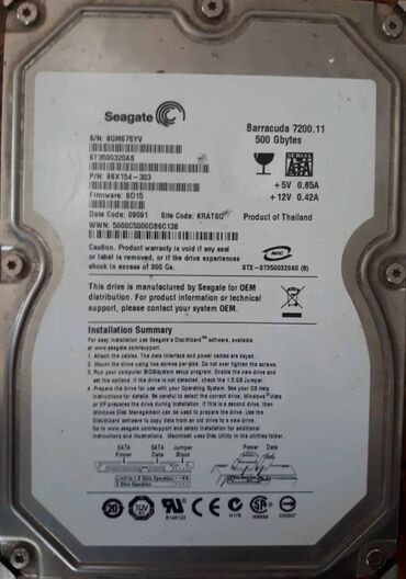 hard disk pc: Sərt disk (HDD) Seagate, 480 GB, İşlənmiş