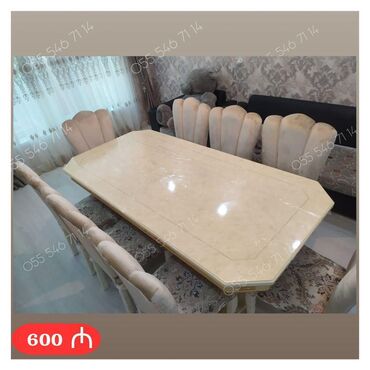 Sifarişlə masa və oturacaq dəstləri: Dördbucaq masa, Qonaq otağı üçün, Digər adam sayı, Zəmanətsiz — 6