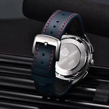 Ručni satovi: PAGANI DESIGN PD-1782 - 39mm - Plava/Koza - Seiko Mehanizam Potpuno — 5