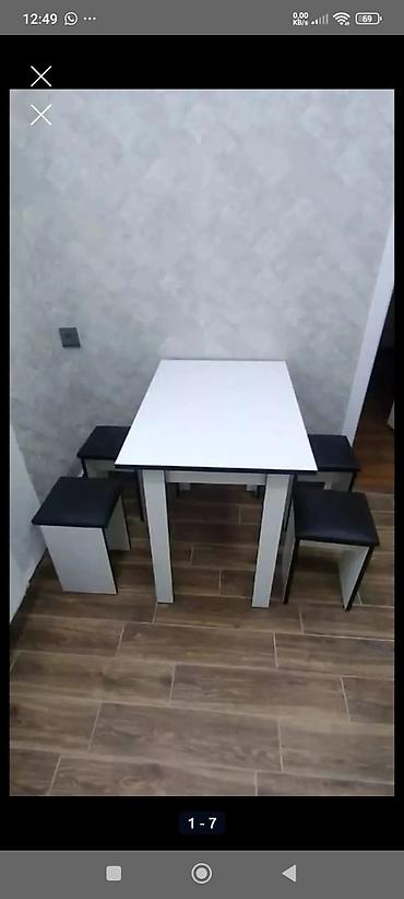Mətbəx üçün, Yeni, Açılmayan, Kvadrat masa, 4 stul