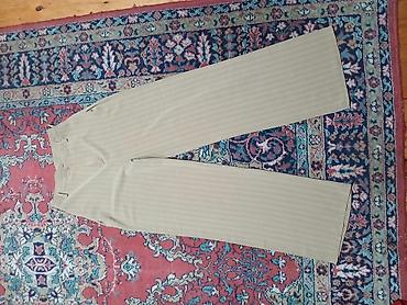 bagi şalvar: - Məhsul: Klassik zolaqlı pants (şalvar) - Rəng: Açıq bej/şampan — 1