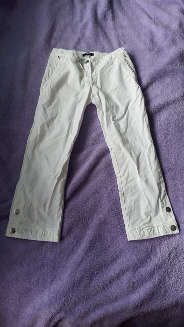 lepršave pantalone: S (EU 36), Cotton, color - White, Single-colored