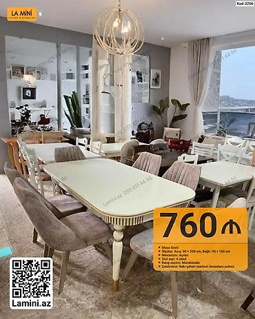 Mebel: Məhsul: Masa Dəsti (Kod: 3206) - Ölçülər: - Açıq: 90 × 200 sm - — 1