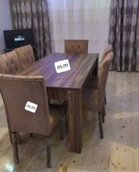 Masa və oturacaq dəstləri: Qonaq otağı üçün, Yeni, Açılmayan, Dördbucaq masa, 6 stul — 5