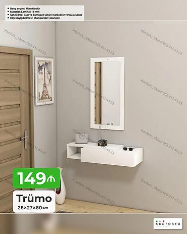 Termolar: Trümo – divara montaj olunan güzgü və konsol dəsti - Ölçü: 28×27×80 — 1