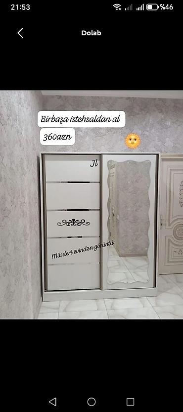 küpe dolab: Yeni, 2 qapılı, Güzgülü, Ağ, Kupe, Düz dolab — 1