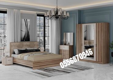 Yataq otağı dəstləri: İkinəfərlik çarpayı, Termo, Dolab, 2 tumba, Azərbaycan, Yeni — 4