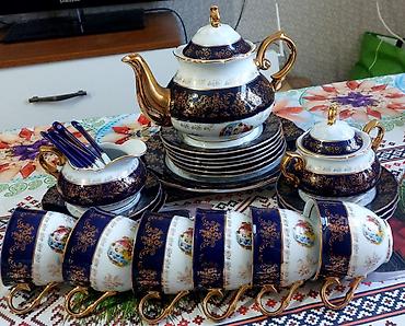 Qab-qacaq və mətbəx ləvazimatları: Çay dəsti, rəng - Qızılı, Farfor, 6 nəfərlik — 2
