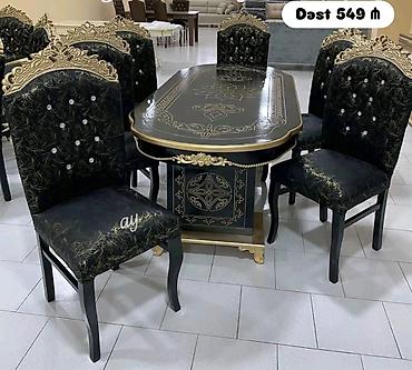 ev gulleri ve adları: Yemək otağı dəsti + kamod - Masa və stul dəsti: 6 stullu klassik — 1
