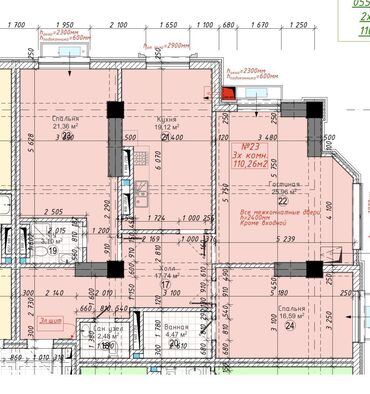 Продажа квартир: 3 комнаты, 110 м², Элитка, 7 этаж, ПСО (под самоотделку)