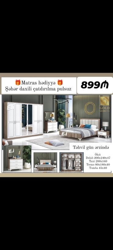 Yataq otağı dəstləri: 2 təknəfərlik çarpayı, Komod, Termo, Tumba, Türkiyə, Yeni — 7