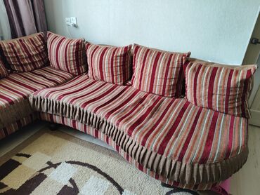 двухместный диван раскладной: Диван-кровать, цвет - Коричневый, Б/у